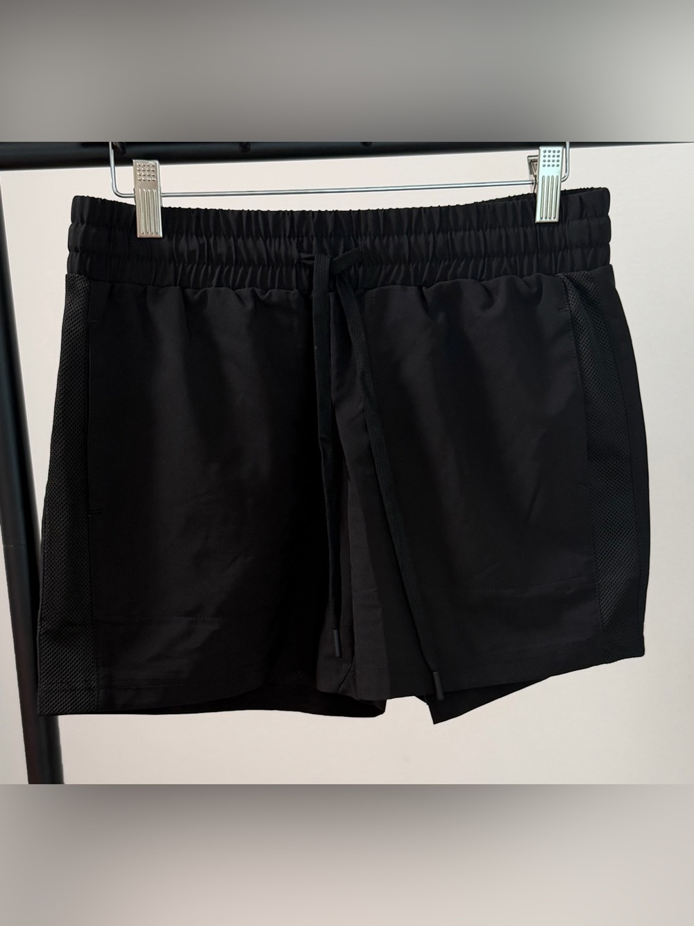Ebb & Flow Black Active Shorts Small Mesh Side Panel Gym Running Workout